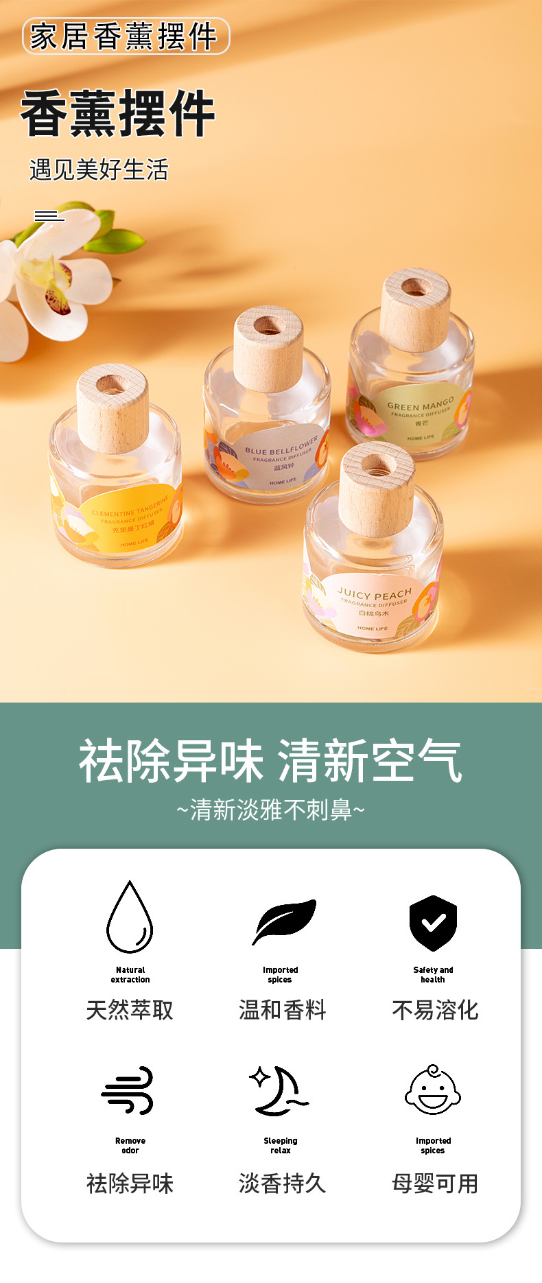 家用无火香薰蜡烛两件套客厅卧室持久香味香水摆件车内除异味香氛1详情1