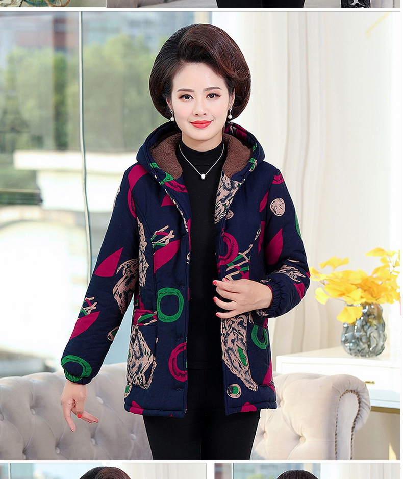 中老年女装冬装加绒加厚奶奶装短款棉衣50-70岁大码妈妈棉外套详情12
