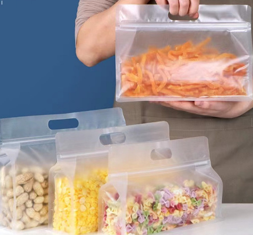 Frosted transparent hand-held bag, self-sealing packaging bag for snacks, nuts and food pic 6