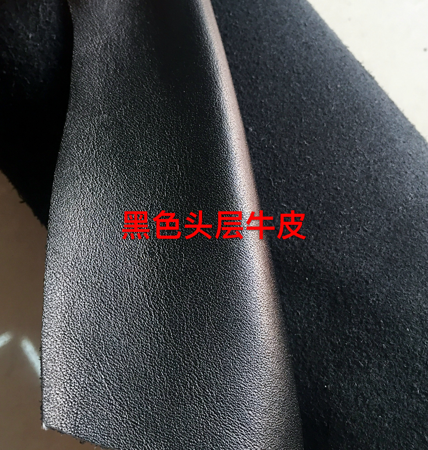 Yiwu genuine black top-grain cowhide plain grain fine pattern top-grain cowhide upper leather for luggage and accessories pic 1