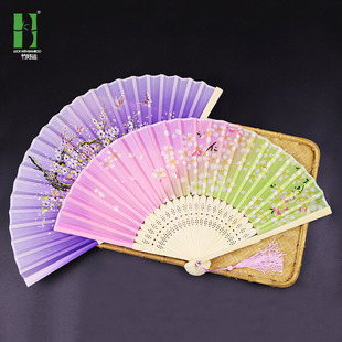 绢布竹质伴娘接亲折扇子女中国古风学生和风日式扇竹制品扇子批发详情21