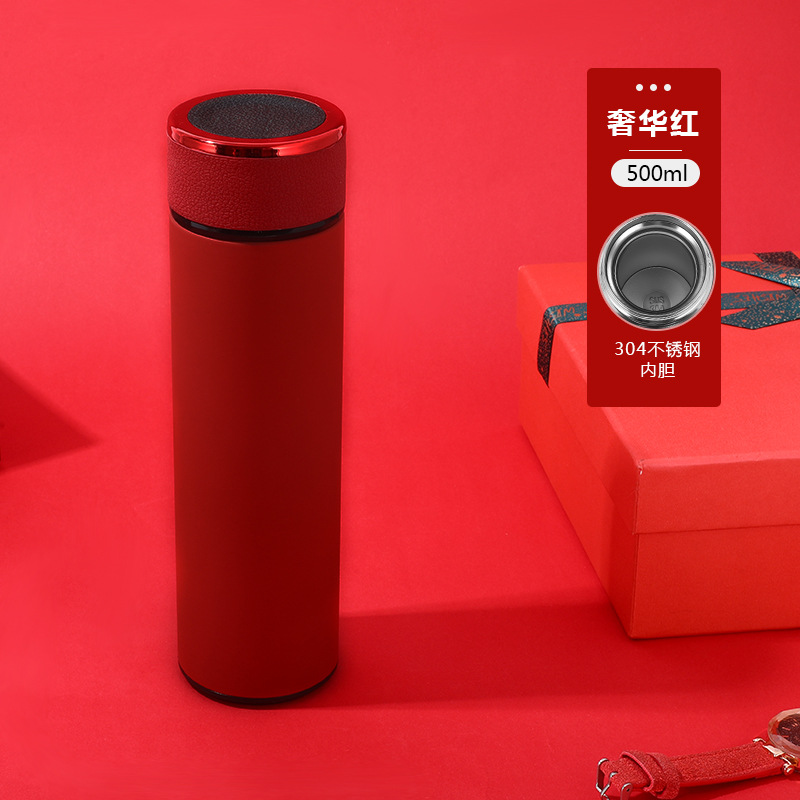 Smart temperature-measuring insulated cup, LED touch display for temperature, frosted water cup, creative business gift, customized LOGO pic 3