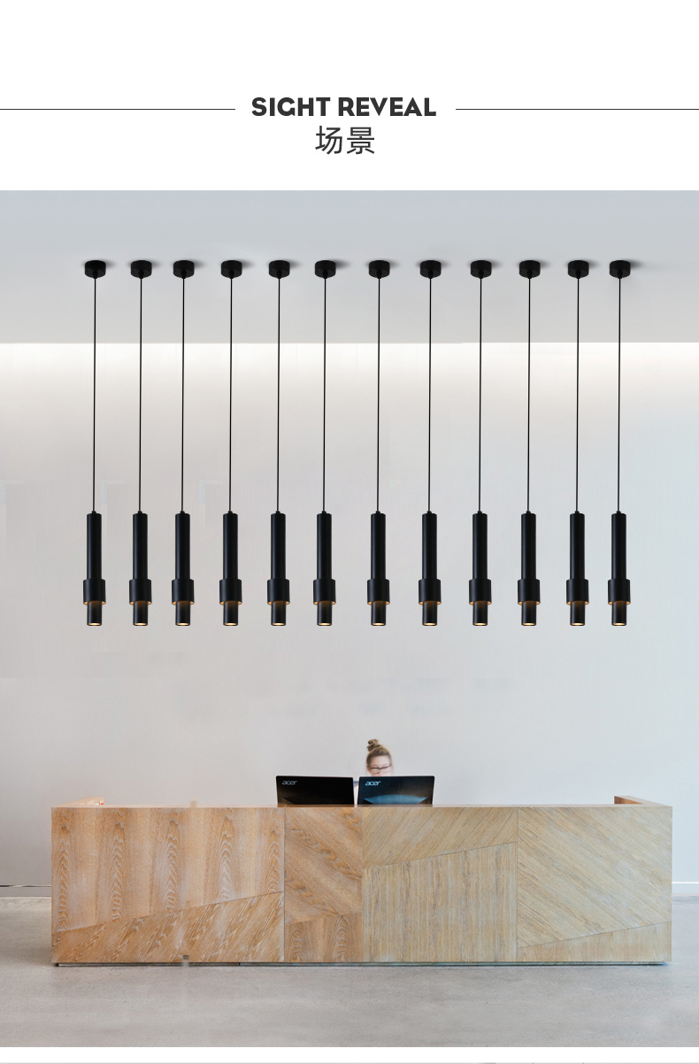 轻奢吊线前台吧台简约现代长线圆柱形长筒led设计北欧床头小吊灯详情5