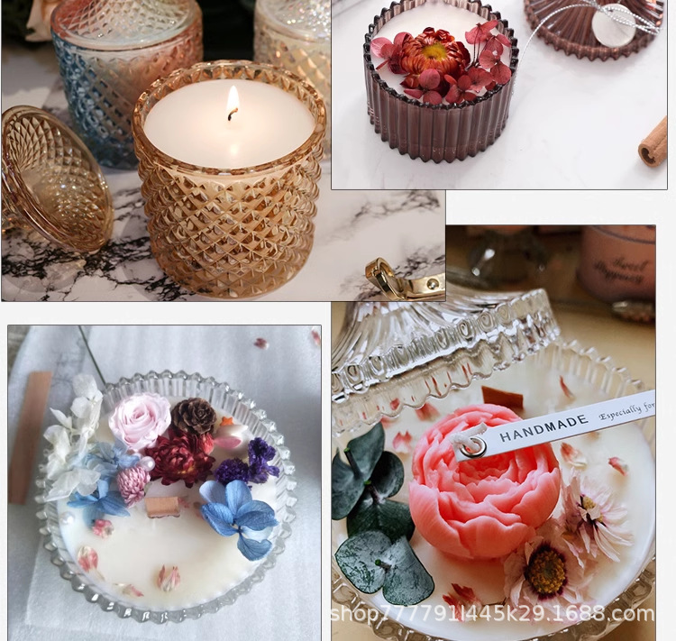 Yurt candle glass, diy homemade scented candle, empty cup with lid, container, handmade soy wax, ins candlestick pic 3