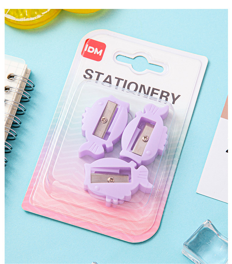 Cross-border direct supply of 3 sets of single-hole small fish pencil sharpeners, mini portable pen sharpeners, manual cute student pen sharpeners pic 9