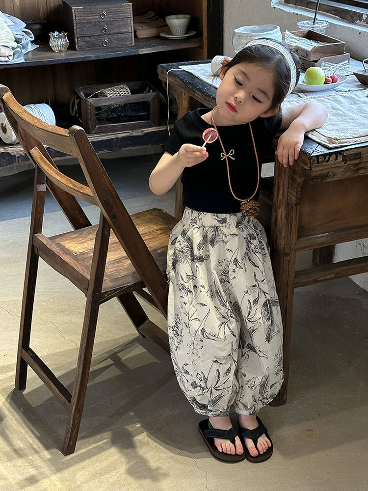 女童蝴蝶结露背T恤2024夏季新款韩版左小然自制刺绣蝴蝶结短袖详情31