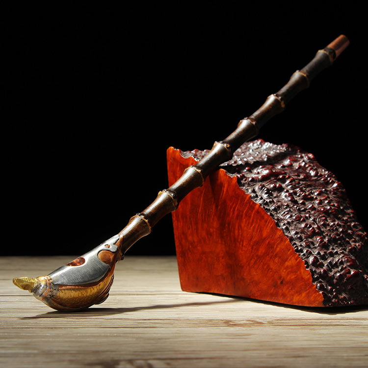 木香朝烟斗老式竹子长烟杆旱烟斗烟袋锅传统工艺黑色竹节烟烟枪详情15