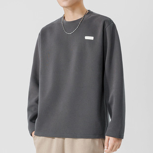 鲲海鹏云基础长袖T恤男秋冬宽松圆领内搭上衣潮流休闲男士打底衫详情10