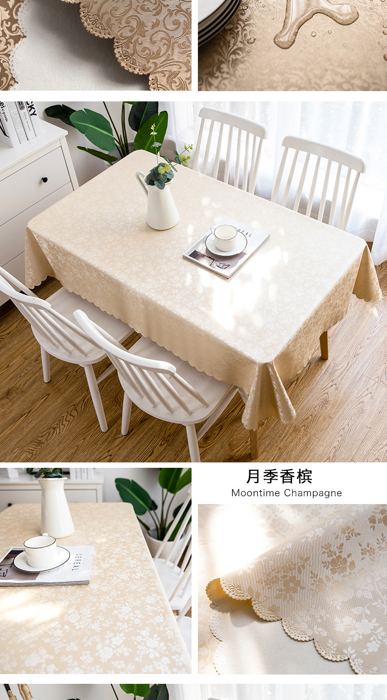Cross-border delivery of European-style waterproof tablecloths, heat-resistant, oil-resistant, no-wash tablecloths, household tablecloths, rectangular coffee table tablecloths pic 13