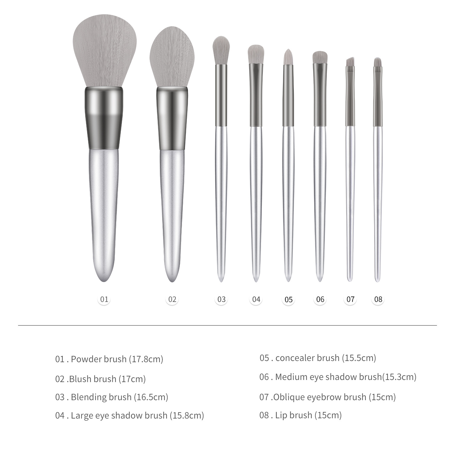 The manufacturer supplies 8 makeup brush sets, storage bags, artificial fiber wooden handles, blush brushes, loose powder brushes, shanilak in stock pic 8