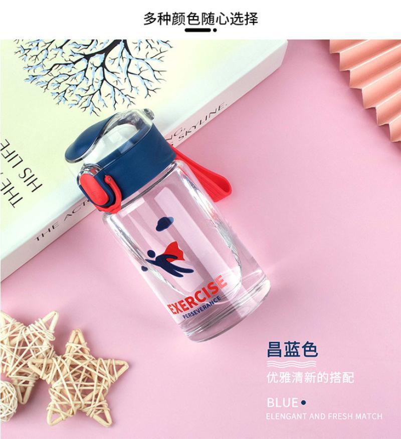 缤客320ml卡通运动弹跳玻璃杯锁扣弹盖便携随手拎高硼硅水杯详情6