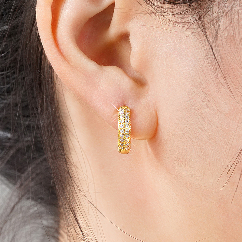 曹适欧美跨境热销女士耳环 简约微镶嵌锆石饰品 小巧精致日常首饰详情4