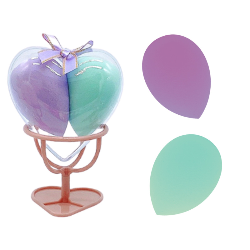 Hot-selling premium beauty egg powder puff, large Q-bouncy gourd water drop, diagonal cut transparent heart-shaped shell, double sponge egg foundation liquid pic 14