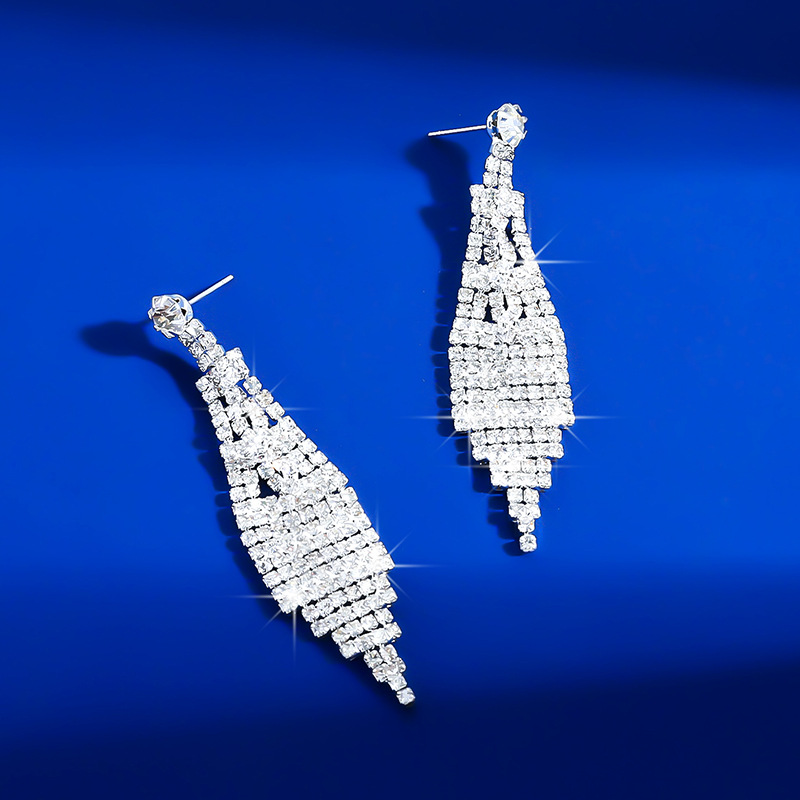 欧美夸张长耳环韩版气质满钻耳环水钻流苏夜店耳饰礼服宴会耳饰品详情38
