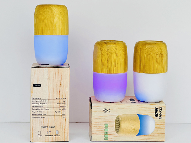 创意胶囊蓝牙音箱带灯炫彩户外便携式小圆柱音响木纹新款外贸礼品详情16