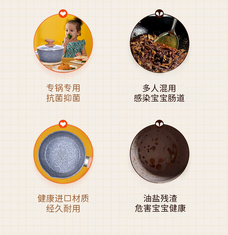 麦饭石奶锅不粘锅平底小汤锅煎煮蒸多用辅食锅泡面锅电磁炉通用详情19