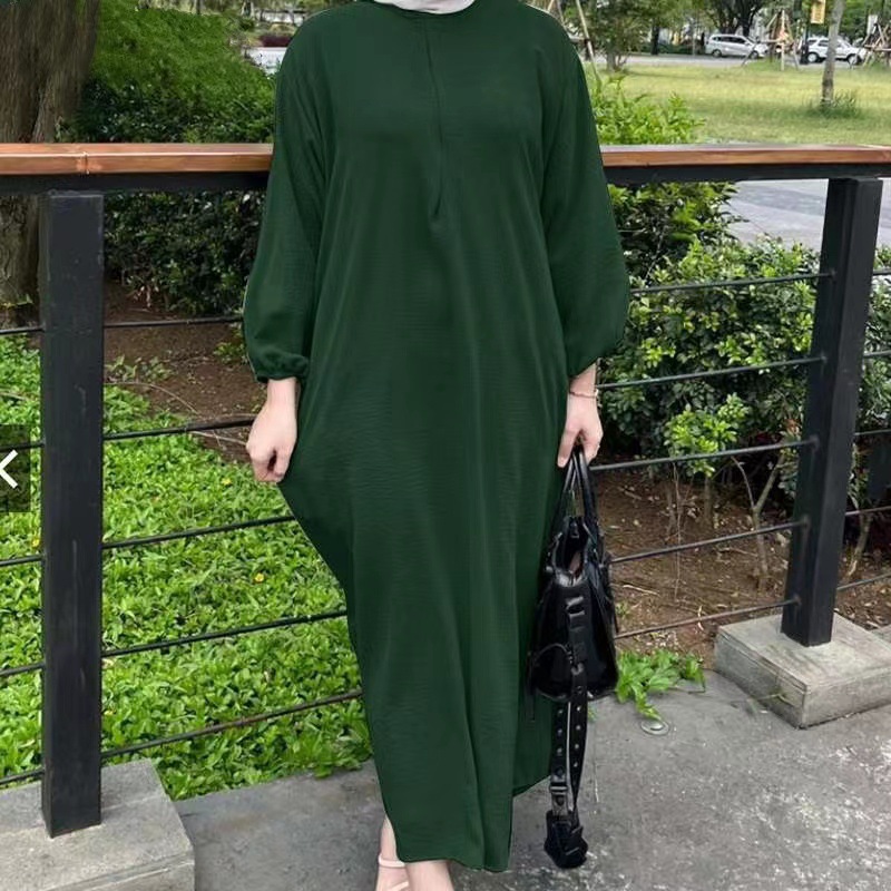 2023时尚春秋新款连衣裙女式泡泡袖纯色背心长袍女士休闲宽松长裙详情7