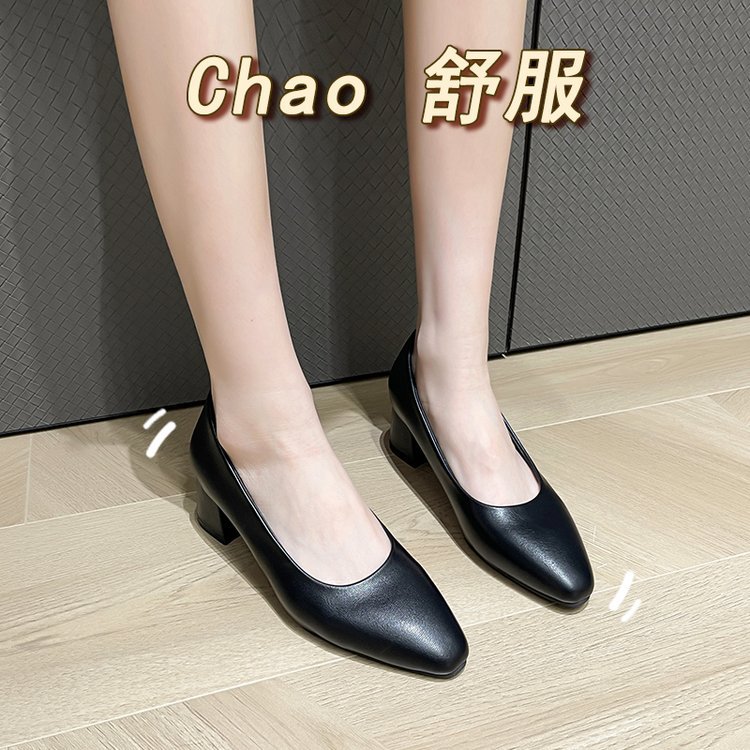 秋季新款女式时装单鞋韩版圆头套脚粗跟高跟单鞋女上班工作鞋子女详情3