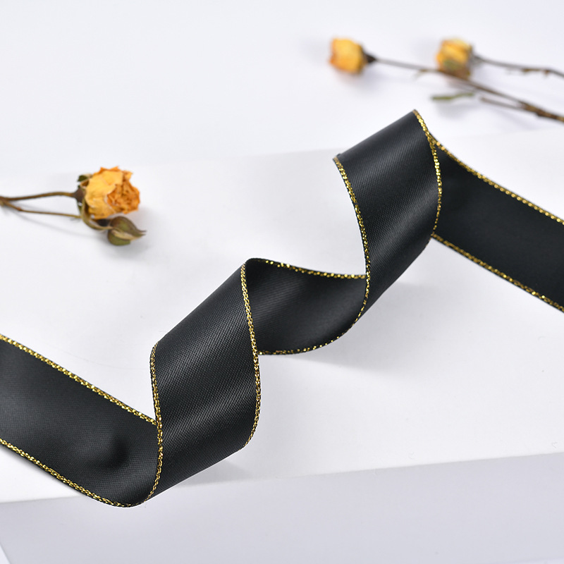 En stock doble lado de oro borde de plata cinta de poliéster cinta de festival caja de regalo de moda decoración de ropa cinta de embalaje de flores pic 19