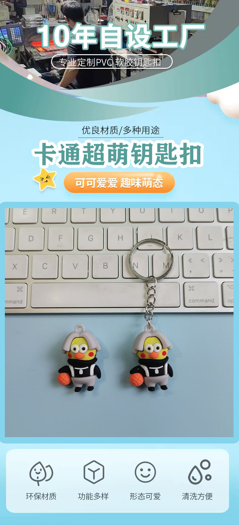 卡通ikun鸡你太美钥匙扣 PVC软胶立体公仔挂件盲盒小礼品批发现货详情1