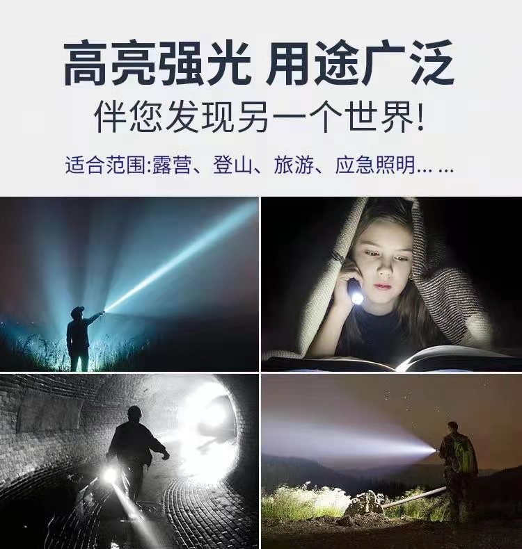 Wholesale of T6 aluminum alloy telescopic zoom multi-source flashlight for cross-border outdoor mini flashlights pic 11