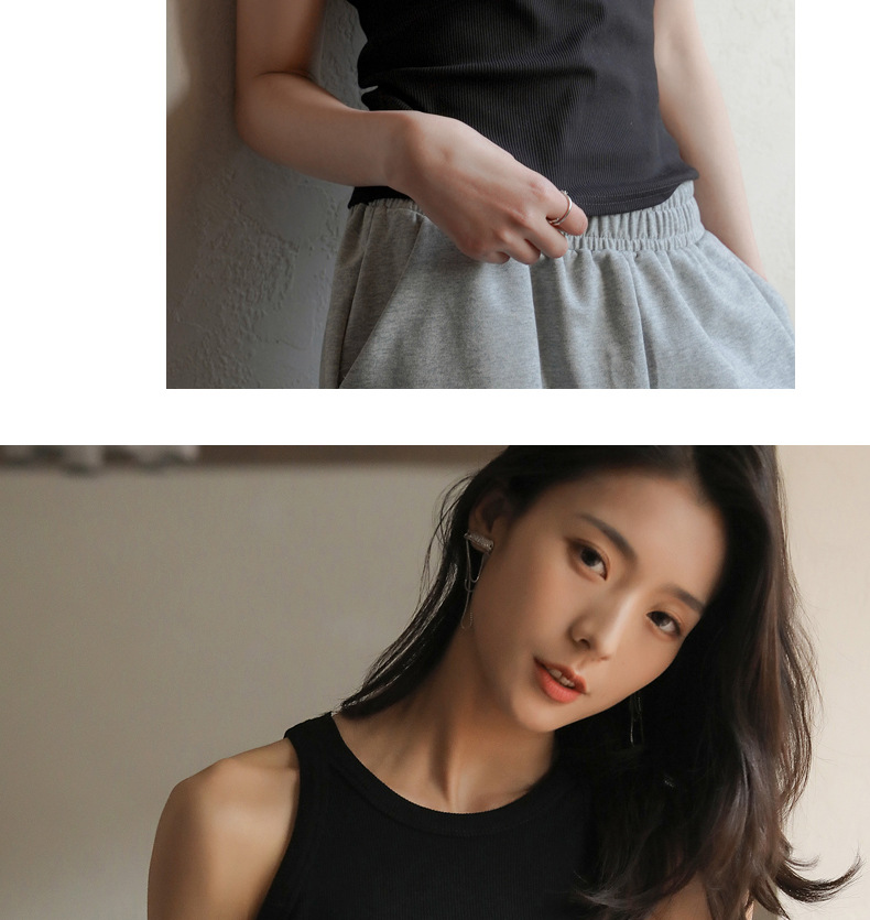 网红短款黑色打底螺纹吊带背心女夏季内搭无袖设计感外穿上衣潮详情42