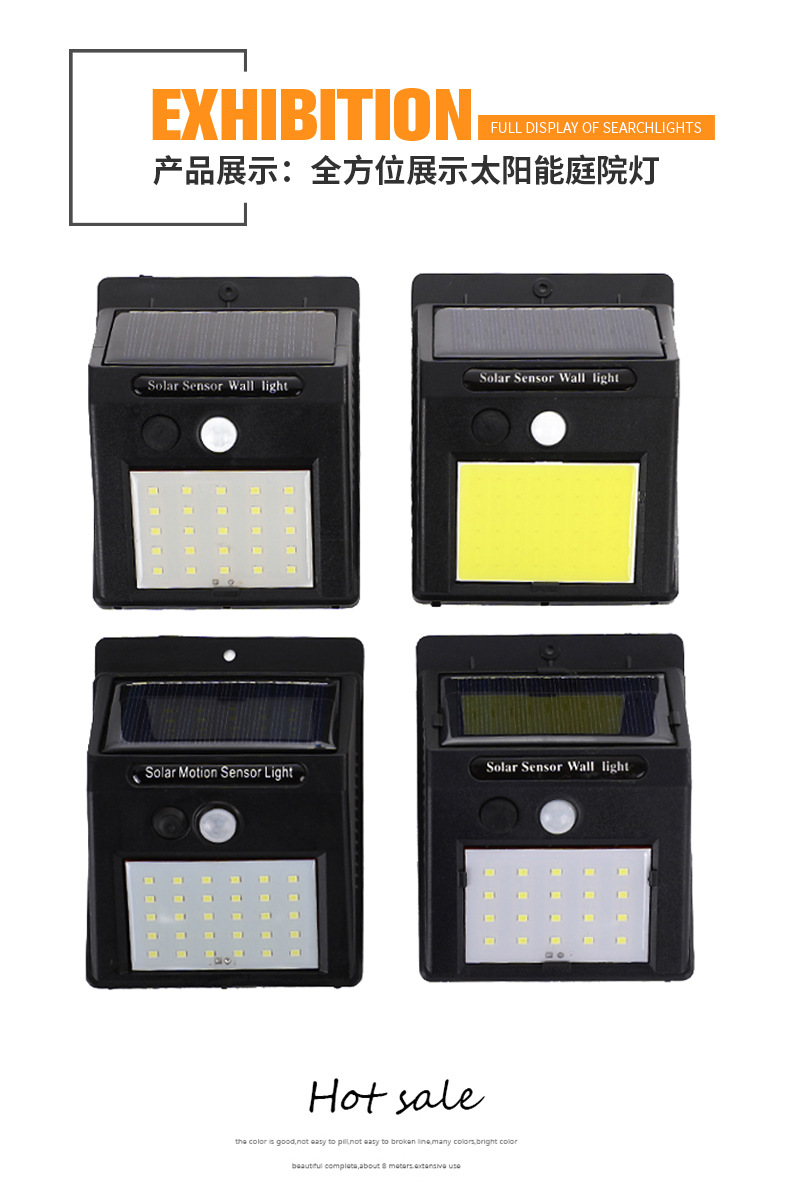 Cross-border exclusive human-sensing solar wall lamps, garden wall lamps, sun protection outdoor lighting lamps, staircase lamps and street lamps pic 7