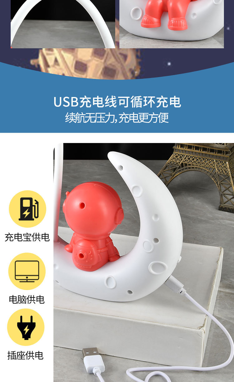 宇航员月球人小夜灯 led床头氛围摆件夜灯学生宿舍床头阅读小台灯详情5