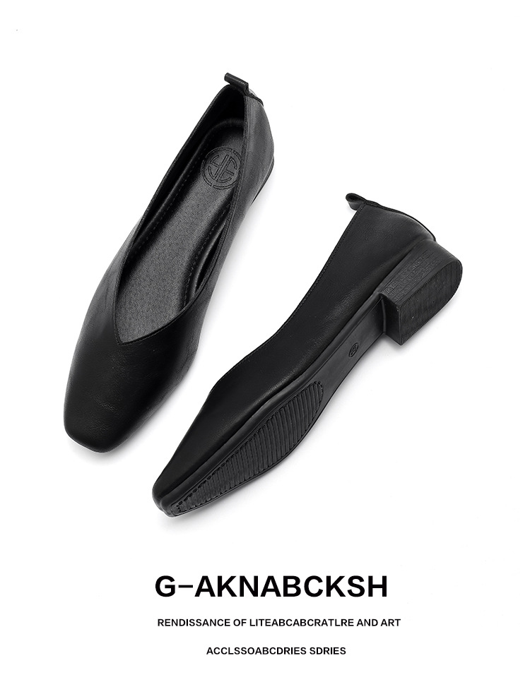 外贸跨境新款小方头浅口女士单鞋软底V口纯色工作鞋117-1#详情4