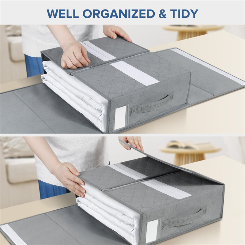 可折叠床单整理收纳盒亚马逊布艺手提收纳盒衣物被子收纳神器批发详情6