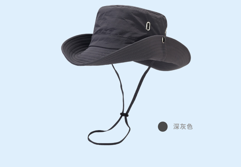 速干渔夫帽户外露营徒步帽抽绳爬山帽子西部牛仔帽男大檐登山帽女详情4