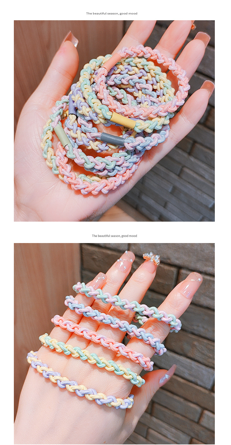 Simple and fresh cartoon hair tie, cute ponytail hair tie for girls, high elasticity and durable leather band hair band pic 3