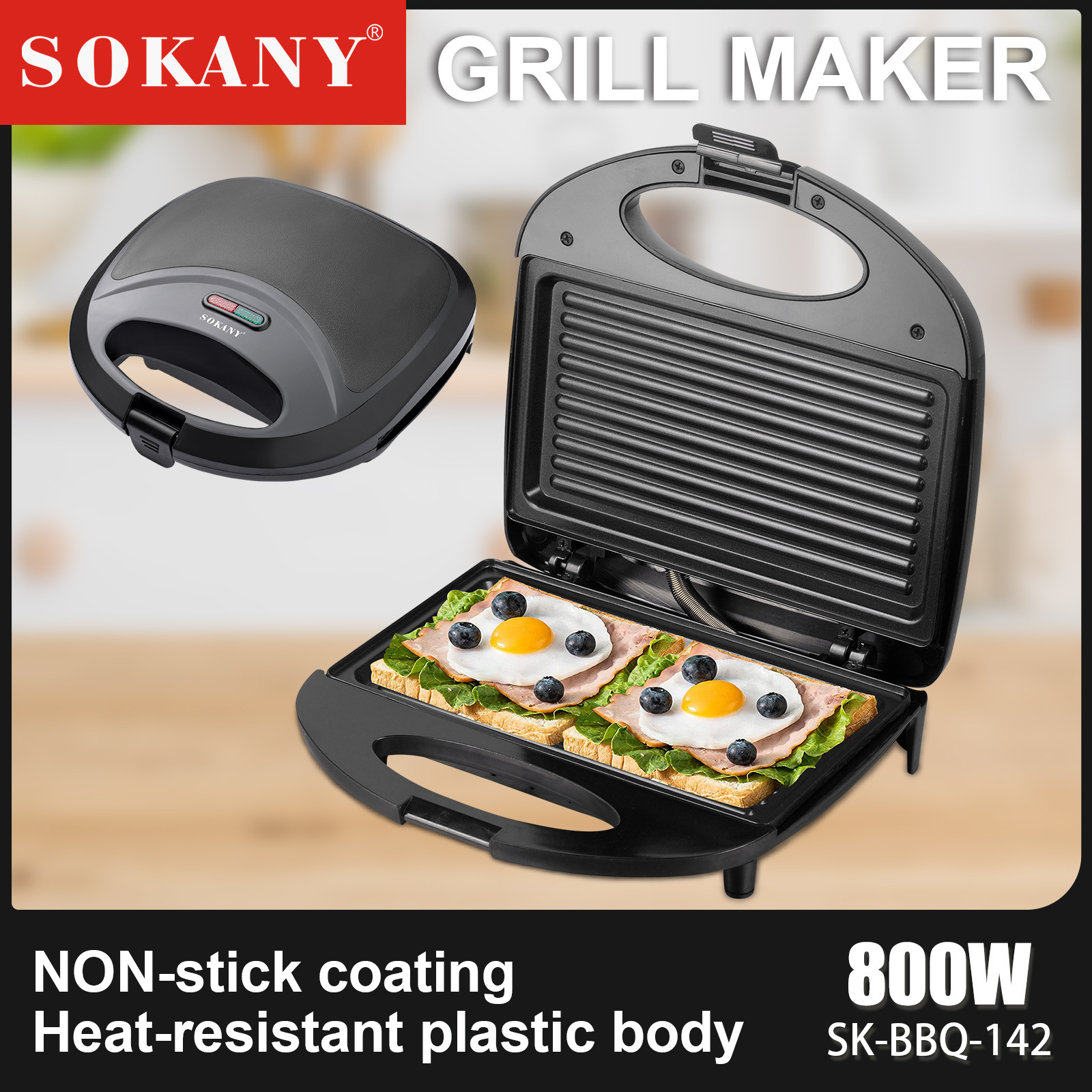 Sokany142 comercio exterior multifunción barra transversal Sandwich máquina hogar pan cuspir conductor Sandwich maker pic 2