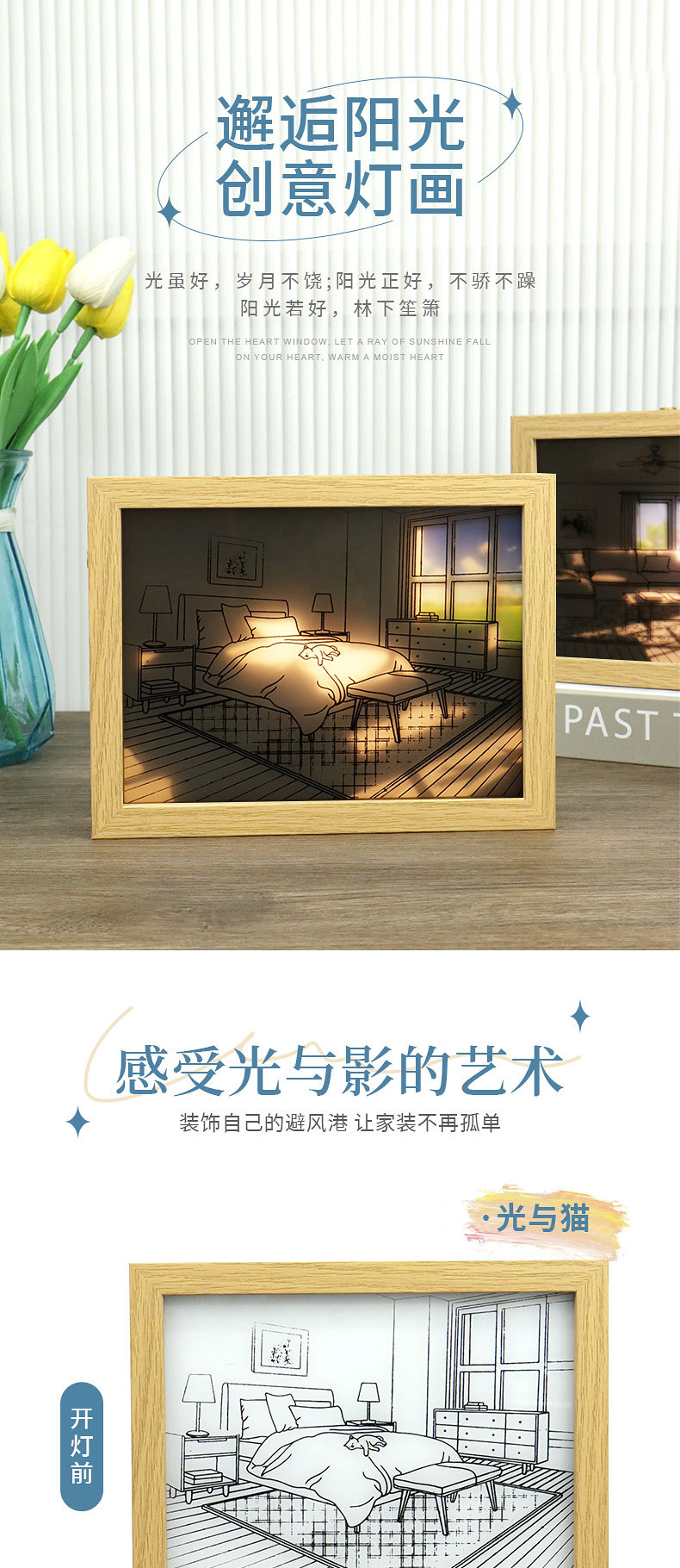 动漫ins灯光画发光装饰画卧室客厅摆件情人节小夜灯生日礼物详情1