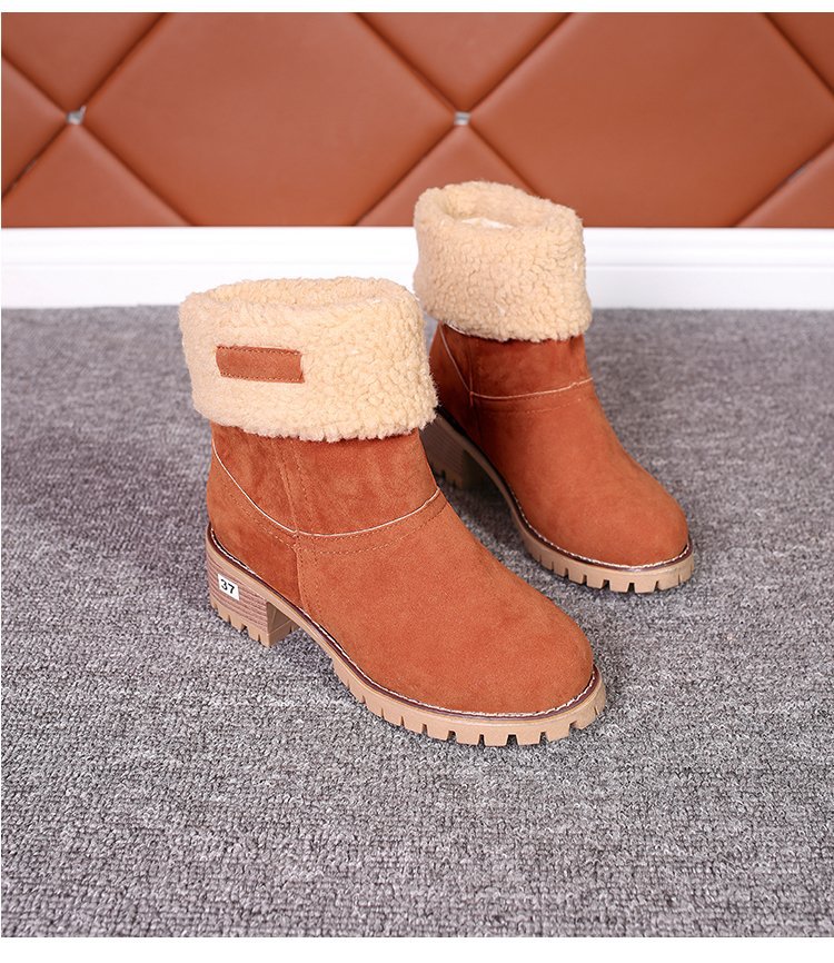 2024冬季新款绒面厚底粗跟中筒靴43码保暖棉鞋圆头大码外贸女靴子详情29