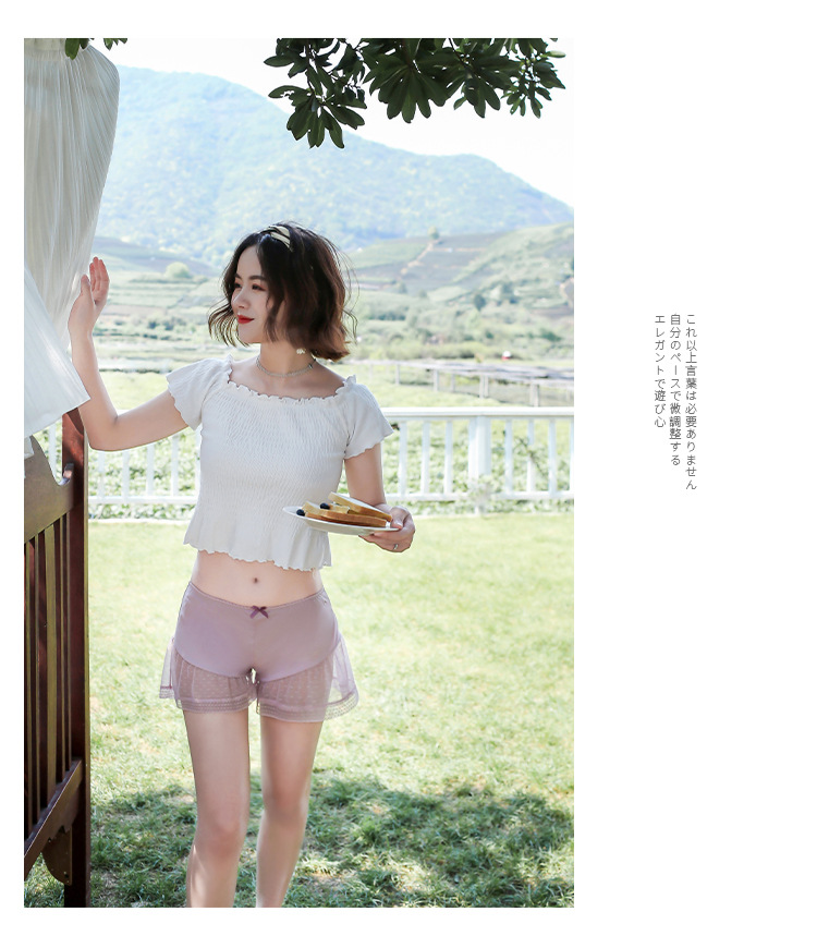 Lace safety pants with anti-glare features, a thin princess-style three-part mesh fabric base skirt for girls, which can be worn over student shorts pic 31