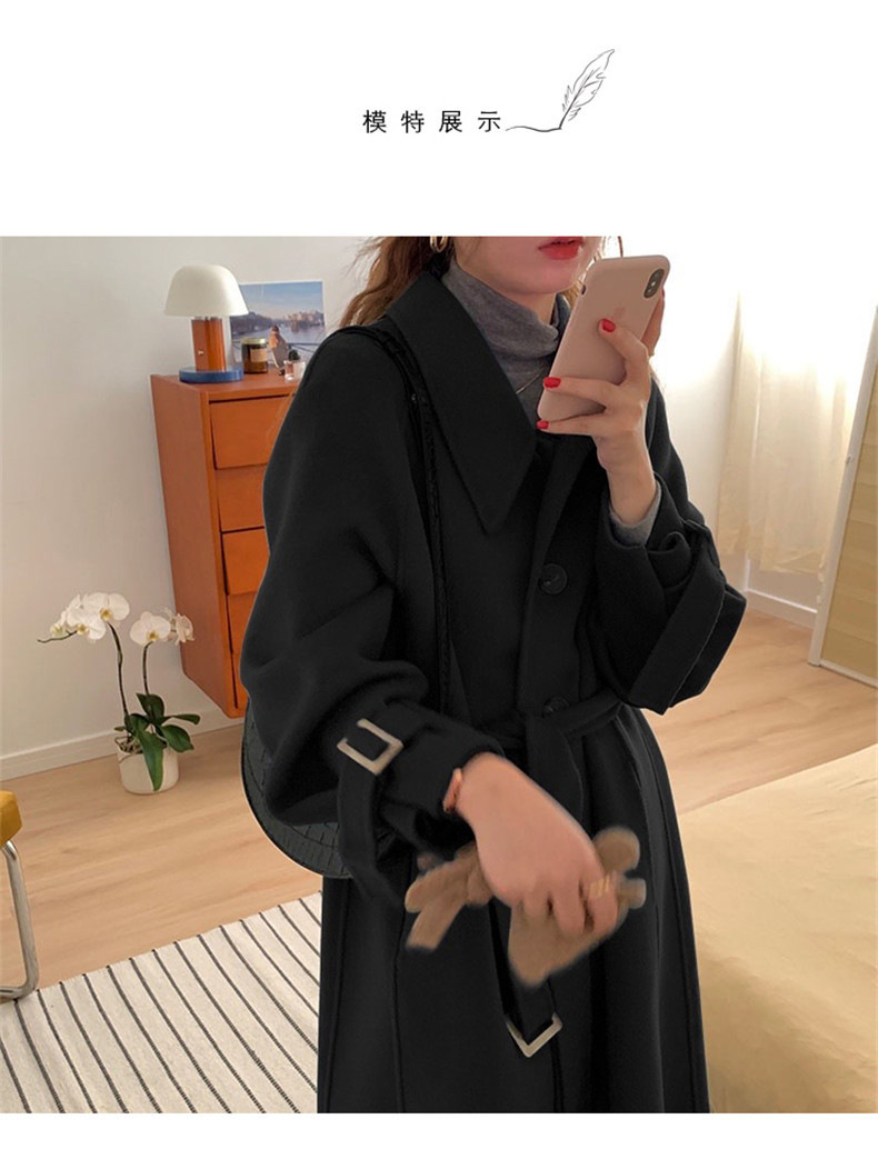 驼色毛呢外套中长款2022秋冬季韩版宽松气质双面呢羊绒呢大衣女详情4