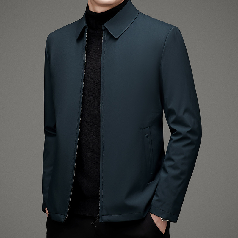秋冬新款男装保暖加厚羽绒服中青年男式上衣纯色外套详情3