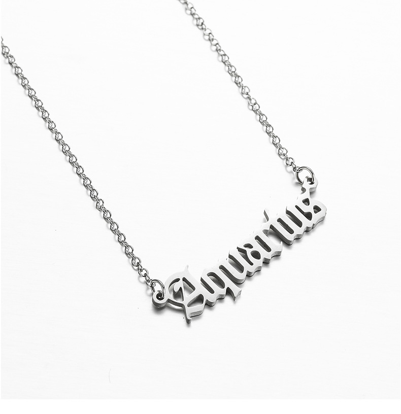 新款不锈钢复古项链女小众设计感欧美饰品古英文字母配饰项链批发详情12