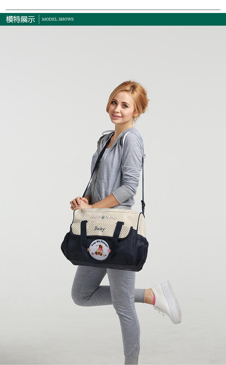 Mom Bag Five-piece set, multi-functional, large-capacity, fashionable, waterproof cartoon single-shoulder crossbody bag, Mom Bag wholesale pic 16