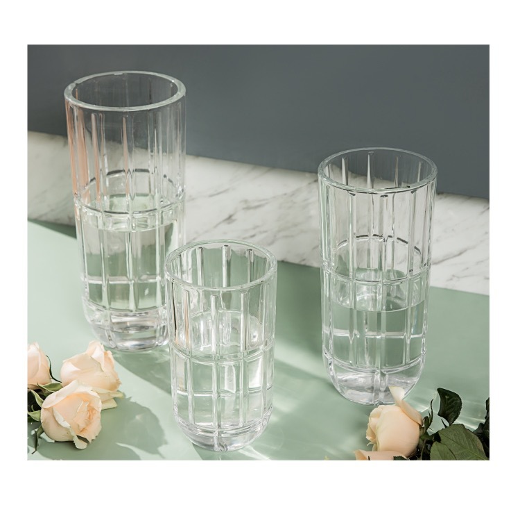 Modern and simple straight crystal vase, hydroponic flower arrangement, glass vase, lucky bamboo and lily flower arrangement, living room ornaments pic 7