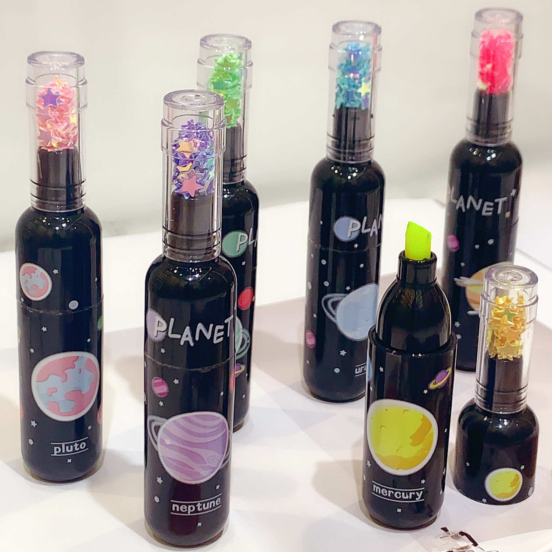 天福韩国星球红酒瓶荧光笔可爱创意造型涂鸦重点标记笔学生亮片批发Q-1240详情5