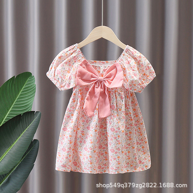 Niña vestido verano algodón floral manga burbuja niño princesa vestido verano mujer bebé vestido de verano falda manga corta pic 3