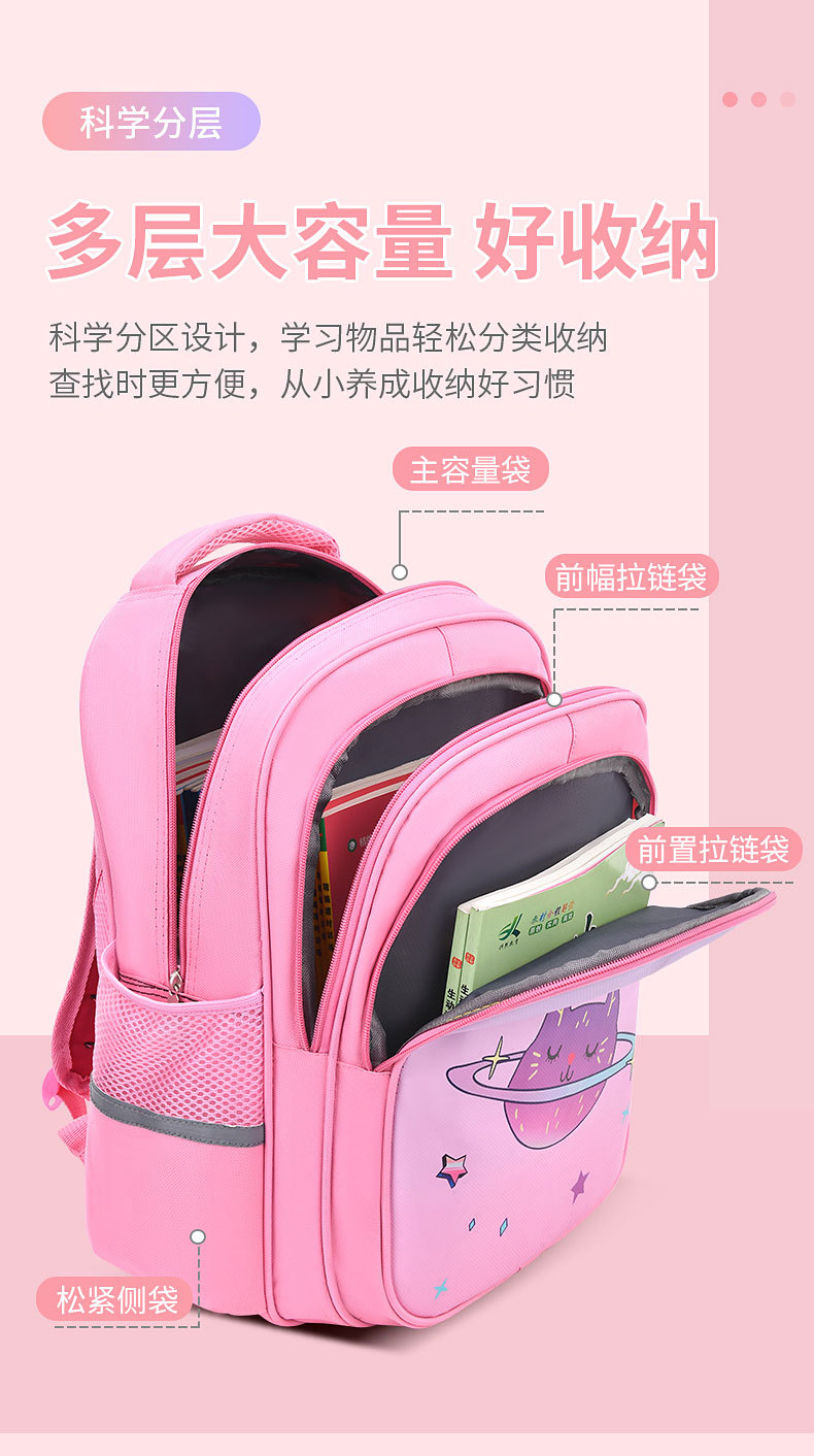 小学生书包儿童卡通书包双肩护脊减负代发批发印logo男女书包可爱详情8