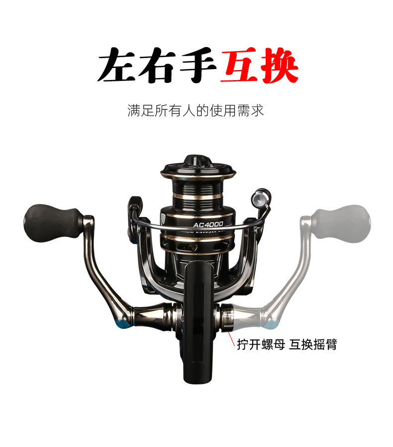 全金属斜口纺车轮渔轮CNC海竿轮摇把纺车轮远投路亚鱼轮批发详情6