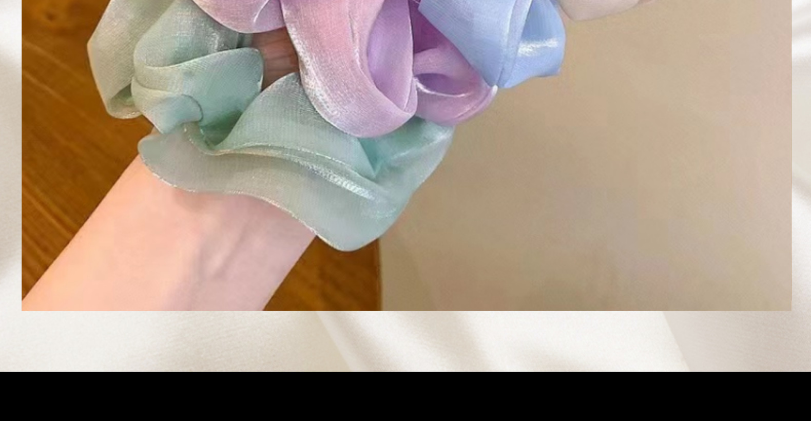 New large-intestine hair band, multicolored gauze, glossy hair accessory, hair tie, 2-yuan store, net gauze ponytail hair tie, texture leather band pic 2