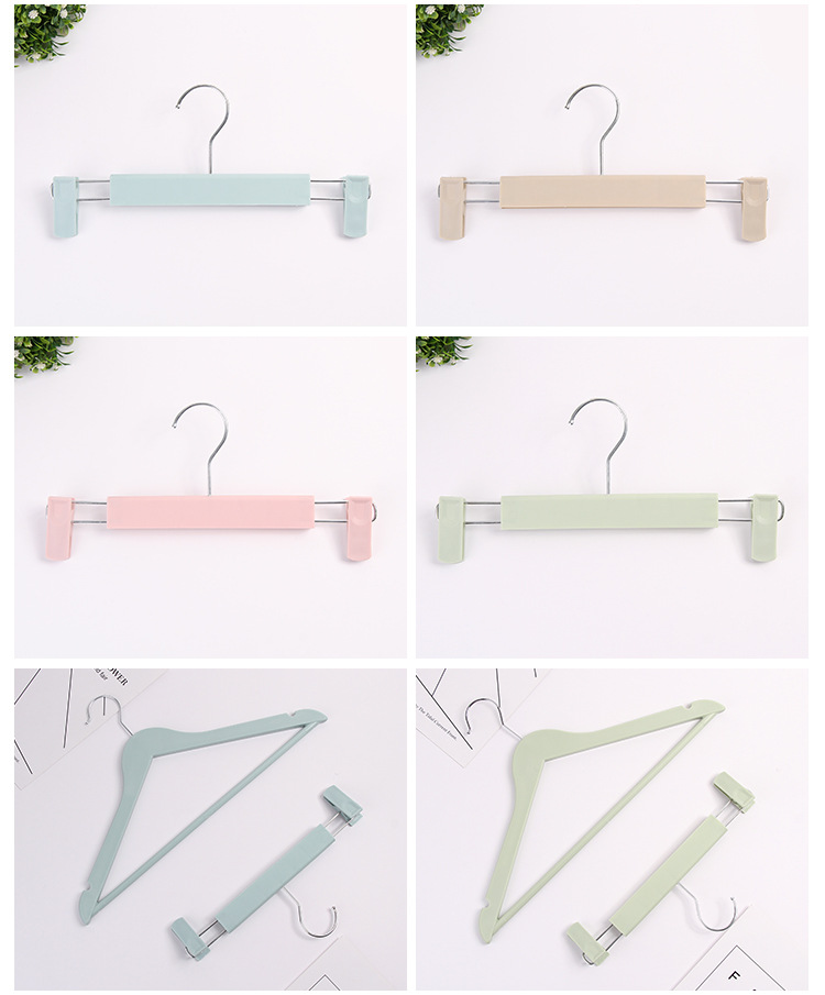Wholesale of best-selling anti-slip colored plastic frosted clothes drying racks and trouser racks from the manufacturer, with extendable trouser clips pic 8