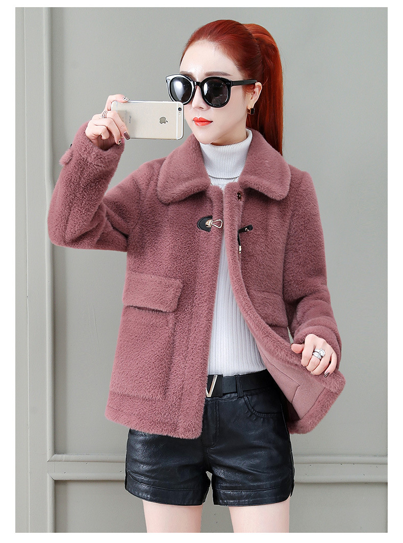 A short tweed coat for women, 2020 winter new style, fashionable and trendy for petite people, imitation mink woolen overcoat pic 18