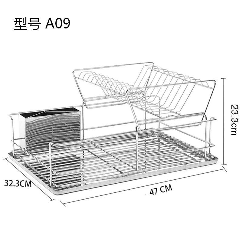 特惠现货不锈钢碗碟沥水架一件代发厨房双层置物架子kitchen rack详情15