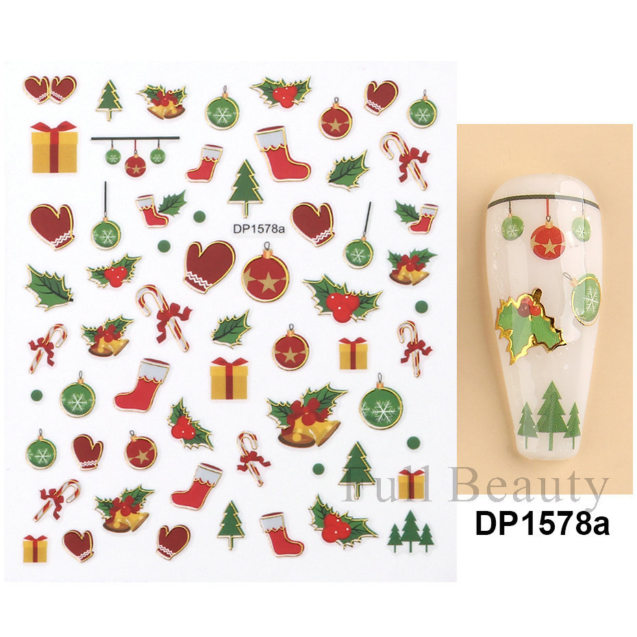 Cross-border new Christmas nail stickers Snowman elk Cookies Human self-adhesive nail stickers Mixed nail stickers shanilak pic 14